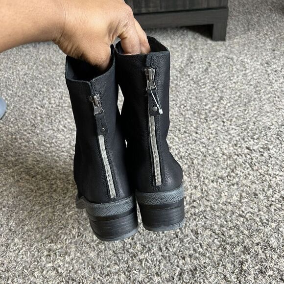 OTBT Fernweh Black Soft Leather Slouchy Mid Calf Boots 7.5 Grunge Zip New READ - Picture 6 of 9